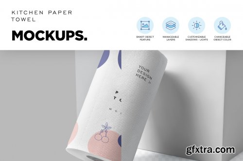 CreativeMarket - Kitchen Tissue Paper Roll Mockups 6843975