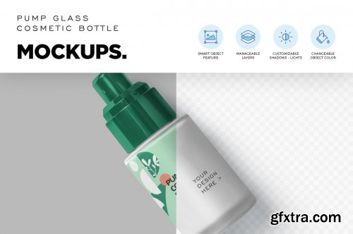 CreativeMarket - Glass Airless Pump Bottle Mockups 6859573