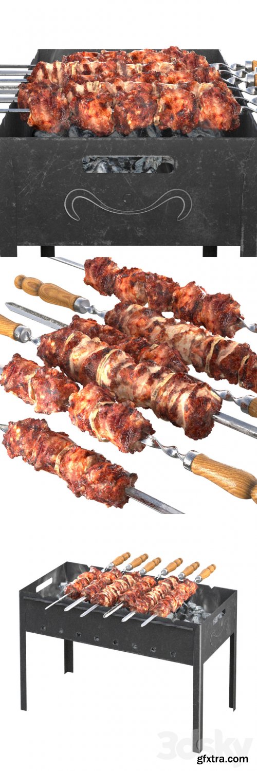 Shish kebab on the grill