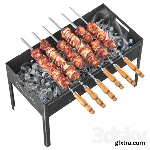 Shish kebab on the grill