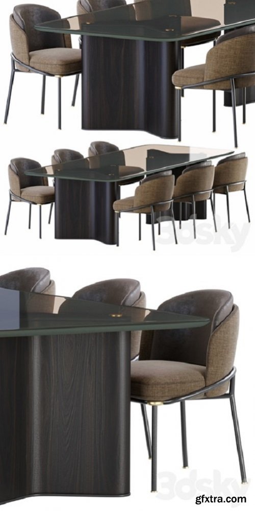 Minotti lou dining table & chair fil noir