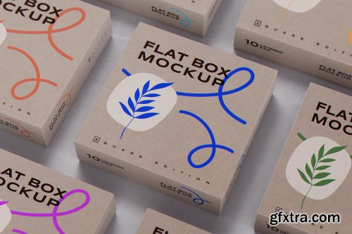 CreativeMarket - Flat Square Box MockUp 6890843