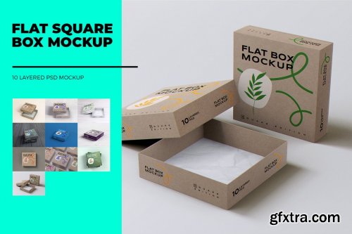 CreativeMarket - Flat Square Box MockUp 6890843