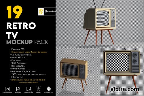 CreativeMarket - Retro Tv Mockup Pack 6877617