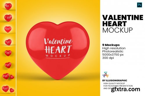 CreativeMarket - Valentine Heart Mockup - 9 views 5856772