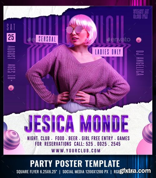 GraphicRiver - Pink Club Party Flyer 34578261