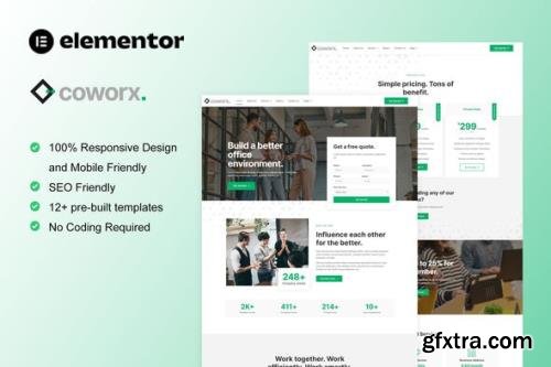 ThemeForest - Coworx v1.0.0 - Coworking Space Virtual Office Elementor Template Kit - 35915188