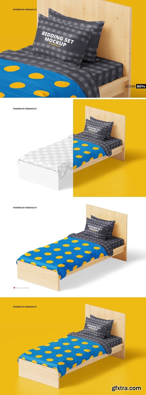 Single bed, Bedding Mockup