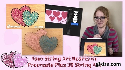 Faux String Art Hearts in Procreate plus 3D String Art