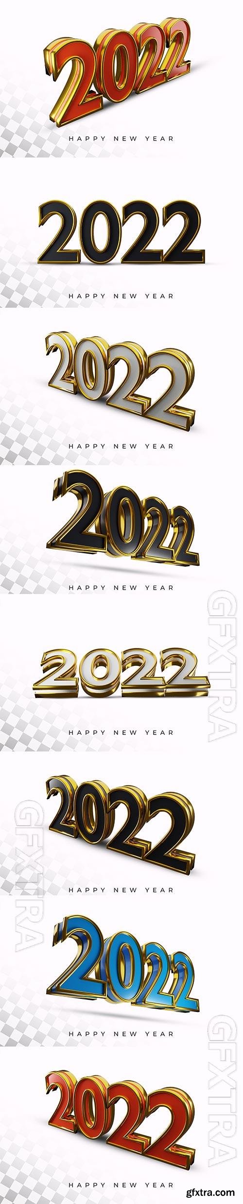 2022 bold number high quality 3d text effect psd