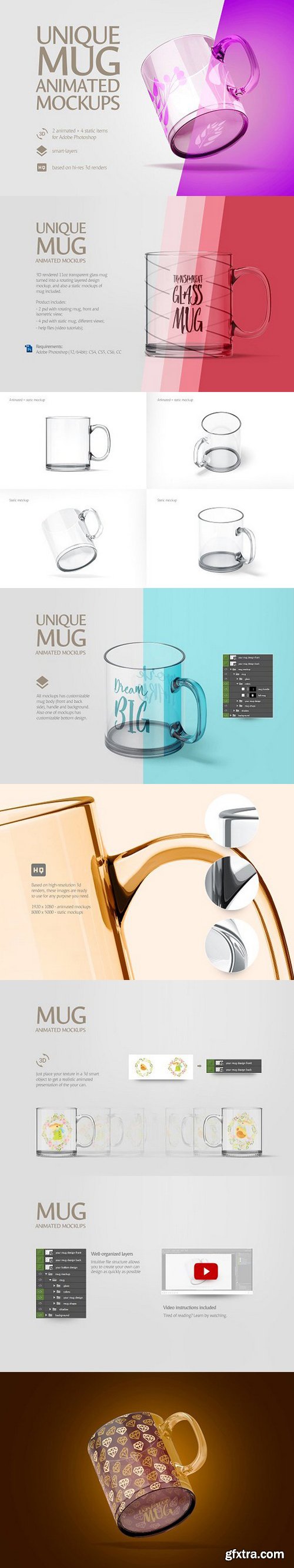 Unique Glass Mug Animated Mockup