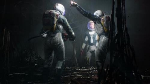 Videohive - Astronauts Look Around In Nightmare Cave - 35448642 - 35448642