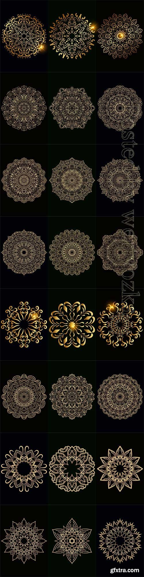 Mandala ornament or flower background design set