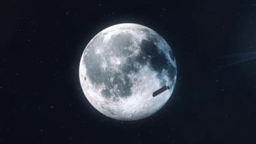 Videohive - Second Stage Rocket Booster Crashing into the Moon - Wide Shot - 36042007 - 36042007