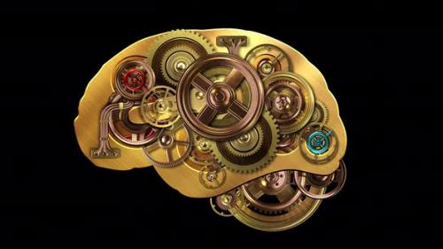 Videohive - Steampunk mechanism in the form of a human brain - 36044031 - 36044031