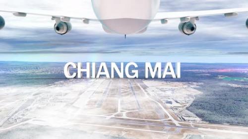 Videohive - Commercial Airplane Over Clouds Arriving City Chiang Mai - 36050848 - 36050848