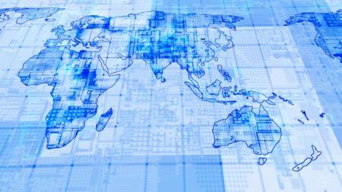 Videohive - Blue White Color Technology World Map Background Animated - 35607986 - 35607986