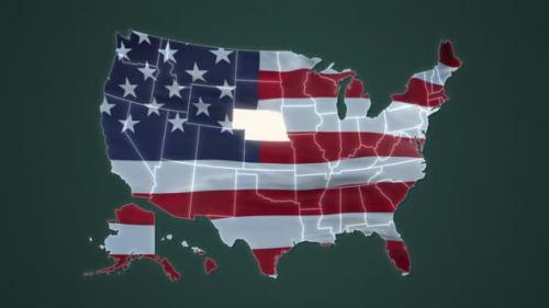 Videohive - Nebraska Federal State Blinking White Highlighted in Map of USA - 35980763 - 35980763