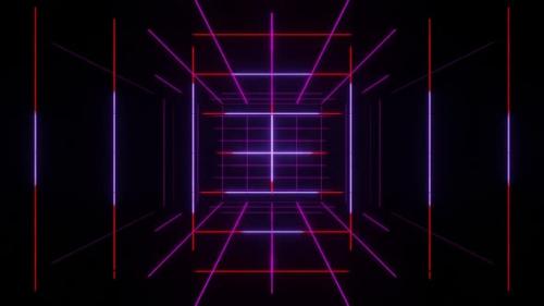 Videohive - Endless futuristic space tunnel with neon lights. Multicolored motion graphics - 35981017 - 35981017