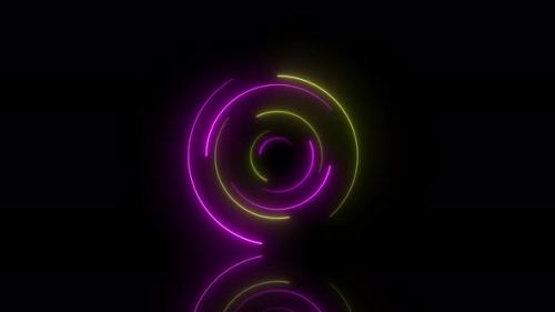 Videohive - pink and yeloow neon circles abstract futuristic motion background. - 36018415 - 36018415