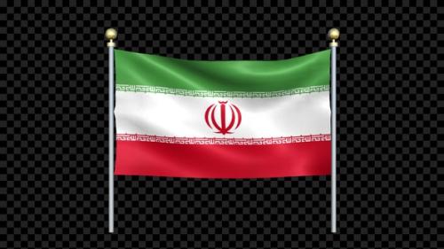 Videohive - Flag Of Iran Waving In Double Pole Looped - 36041474 - 36041474