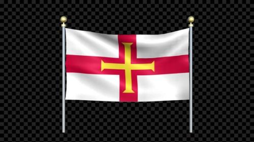 Videohive - Flag Of Guernsey Waving In Double Pole Looped - 36041540 - 36041540