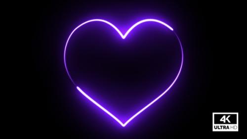 Videohive - Purple Neon Heart Beating 4K Alpha Footage V3 - 36041558 - 36041558