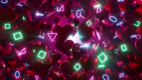 Videohive - Bubbles Heart In Love Neon 01 HD - 35975587 - 35975587