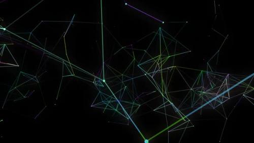 Videohive - Colourful Plexus, Abstract 3D Technology, Moving Dots And Lines With Alpha Channel, Transparent - 34474944 - 34474944