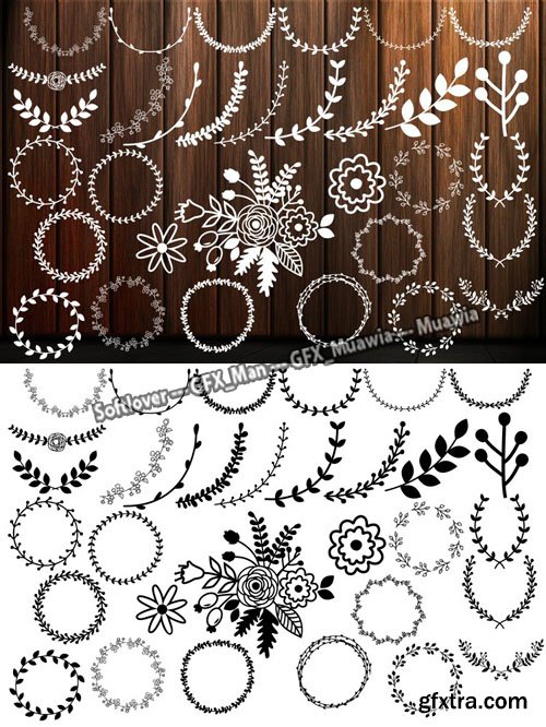 Laurel Wreath - Floral Frames Collection - 33 Vector Templates