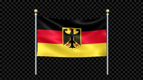 Videohive - Flag Of Germany Waving In Double Pole Looped - 35930881 - 35930881