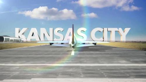 Videohive - Commercial Airplane Landing Capitals And Cities Kansas City - 35938653 - 35938653