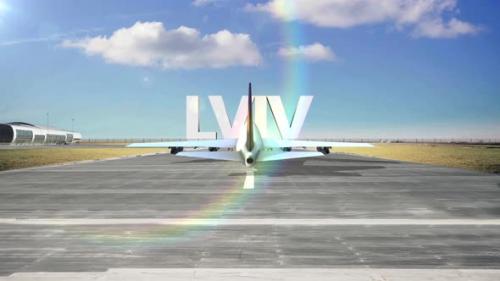 Videohive - Commercial Airplane Landing Capitals And Cities Lviv - 35938663 - 35938663