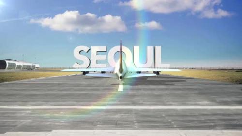 Videohive - Commercial Airplane Landing Capitals And Cities Seoul - 35938664 - 35938664