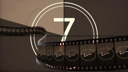 Videohive - Animated film rolling against retro countdown movie for filmmaking introduction - 34325517 - 34325517