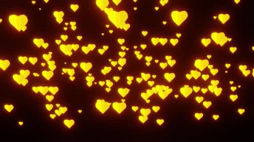 Videohive - Falling Of The Yellow Neon Hearts For Valentine Day Vj Loop Background HD - 34325558 - 34325558