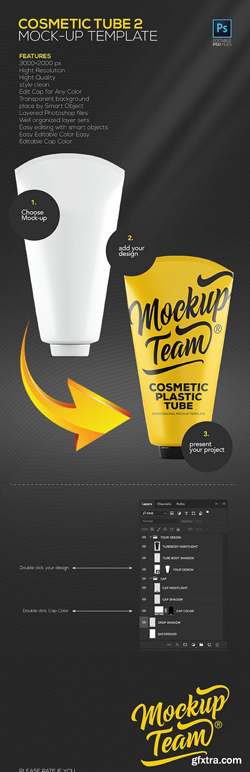 Cosmetic Tube 2 Mock-up Template