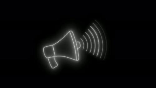 Videohive - White Color Neon Light Hand Speaker Animated On Black Background - 36076861 - 36076861