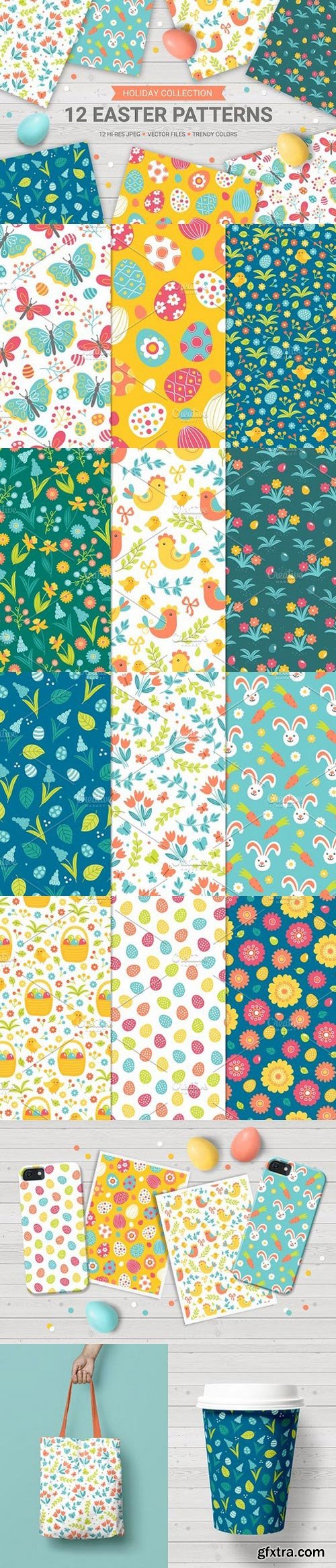 12 Easter Seamless Patterns