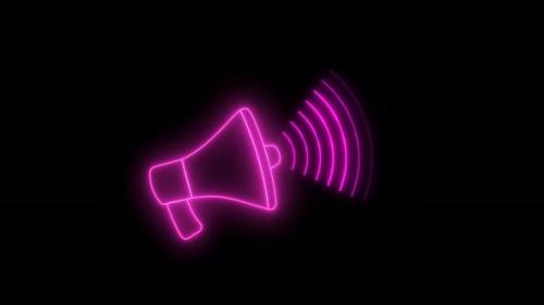 Videohive - Pink Color Neon Light Hand Speaker Animated On Black Background - 36076863 - 36076863