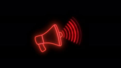 Videohive - Red Color Neon Light Hand Speaker Animated On Black Background - 36076864 - 36076864