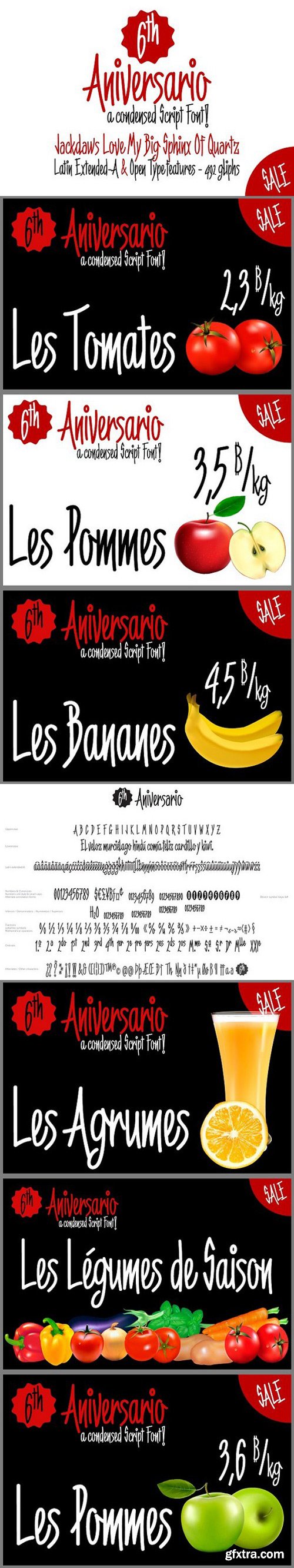 6th Aniversario a condensed font