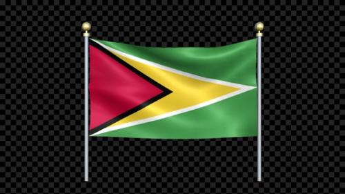 Videohive - Flag Of Guyana Waving In Double Pole Looped - 36076907 - 36076907