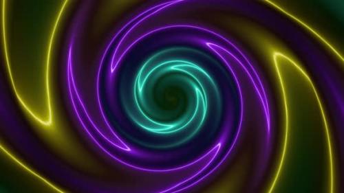 Videohive - Cyan Purple Yellow Neon Twirl Motion Animated Background - 36077013 - 36077013