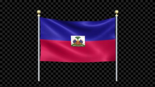 Videohive - Flag Of Haiti Waving In Double Pole Looped - 36079827 - 36079827