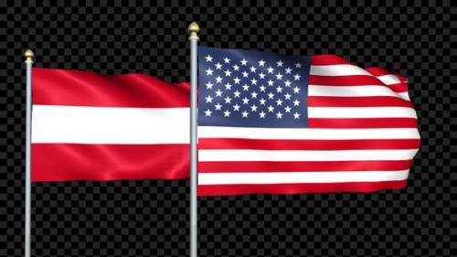 Videohive - Austria And United States Two Countries Flags Waving - 36080424 - 36080424