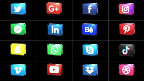 Videohive - 17 Beautiful Glossy Social Media Icons Pack V2 - 36080440 - 36080440