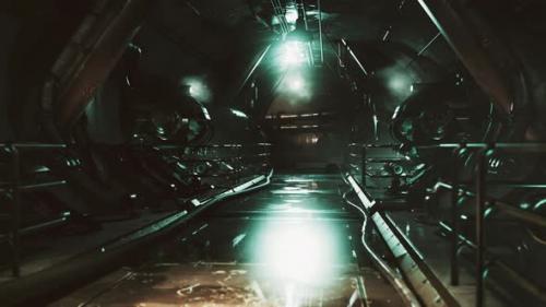 Videohive - Dramatic View of Futuristic Dark Interior - 36083762 - 36083762