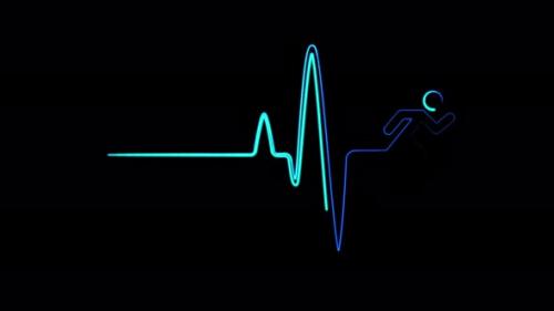 Videohive - Neon heartbeat with running sign seamless animation. Heart rate medical research. - 36056835 - 36056835