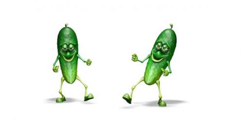 Videohive - Two Cucumbers Looped Dance on White Background - 36057610 - 36057610